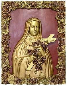  PICTURE REPRESENTING SAINTE-THERESE OF THE CHILD JESUS (1873-1897), CANONIZED IN 1925, OFFERED BY POLISH PILGRIMS, SAINTE-THERESE HERMITAGEE, LISIEUX, PAYS D'AUGE, CALVADOS, NORMANDY, FRANCE