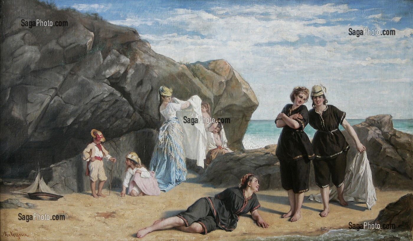 'LES BAIGNEUSES', ALEXANDRA ANTIGNA (1870), MUSEE DE TROUVILLE-SUR-MER, VILLA MONTEBELLO, CALVADOS (14), NORMANDIE, FRANCE, COLLECTION MUSEE DE TROUVILLE-SUR-MER 