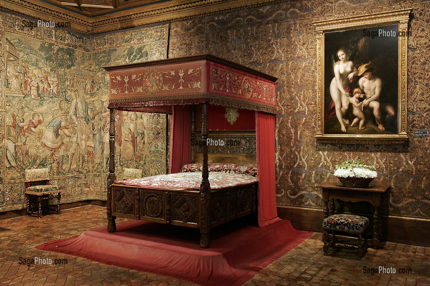 CHAMBRE DE CATHERINE DE MEDICIS, CHATEAU DE CHENONCEAU, INDRE-ET-LOIRE (37), FRANCE 