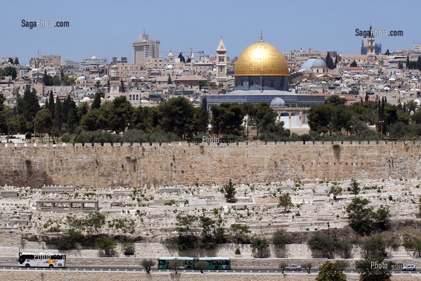 JERUSALEM AVEC LE CIMETIERE JUIF, LES REMPARTS DE LA VIEILLE VILLE ET LE MONT DU TEMPLE, VUE DEPUIS LE MONT DES OLIVIERS, JERUSALEM, ISRAEL 