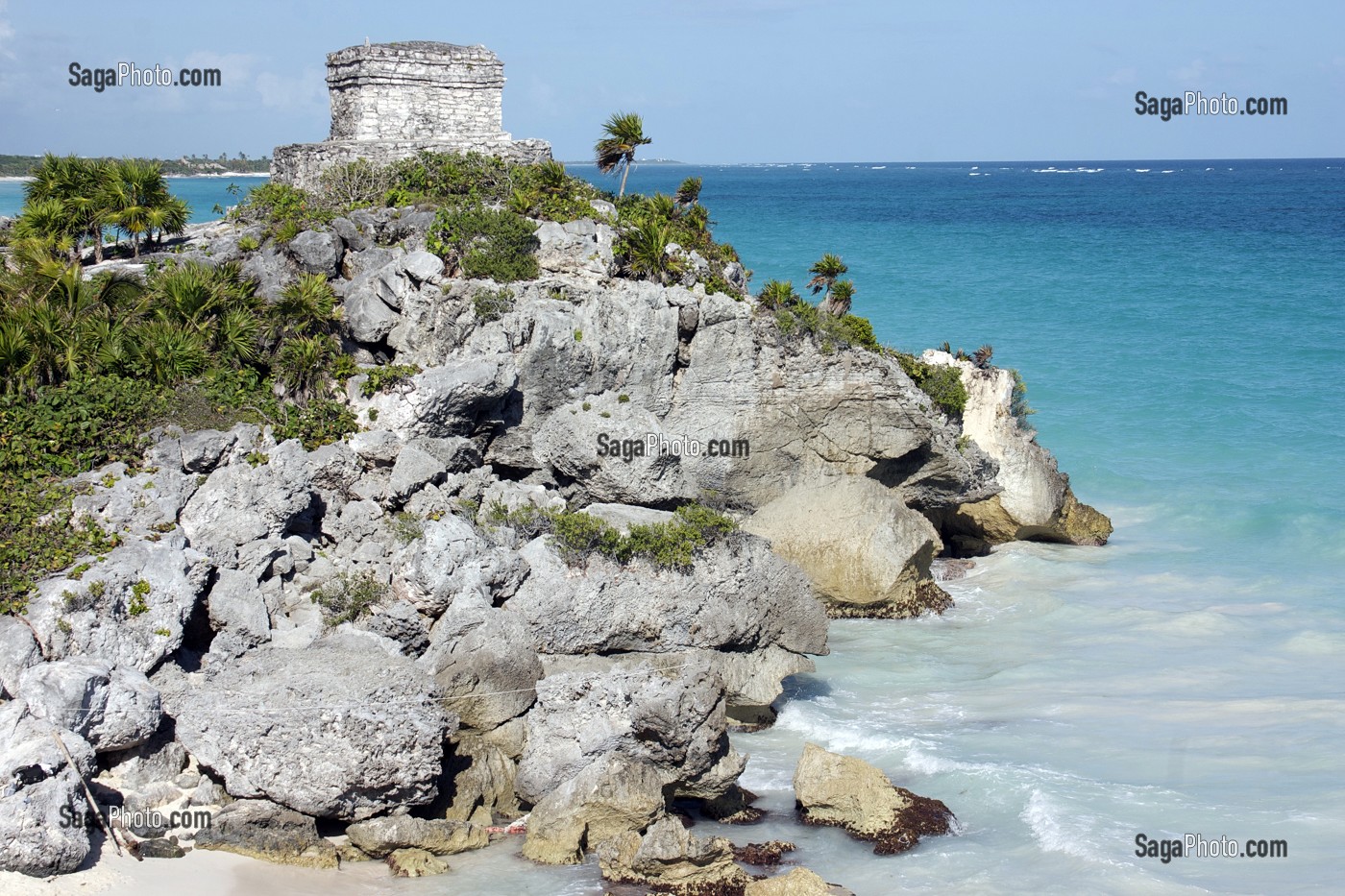 TEMPLE DU VENT, SITE ARCHEOLOGIQUE MAYA DE TULUM, TULUM, RIVIERA MAYA, PENINSULE DU YUCATAN, YUCATAN, QUINTANA ROO, MEXIQUE 