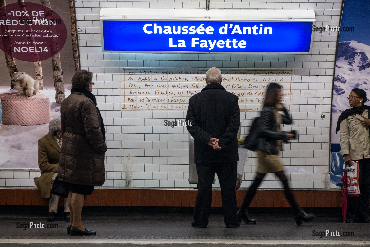 STATION DE METRO DE CHAUSSE D'ANTIN - LAFAYETTE POUR LES GRANDS MAGASINS, PARIS (75), FRANCE 