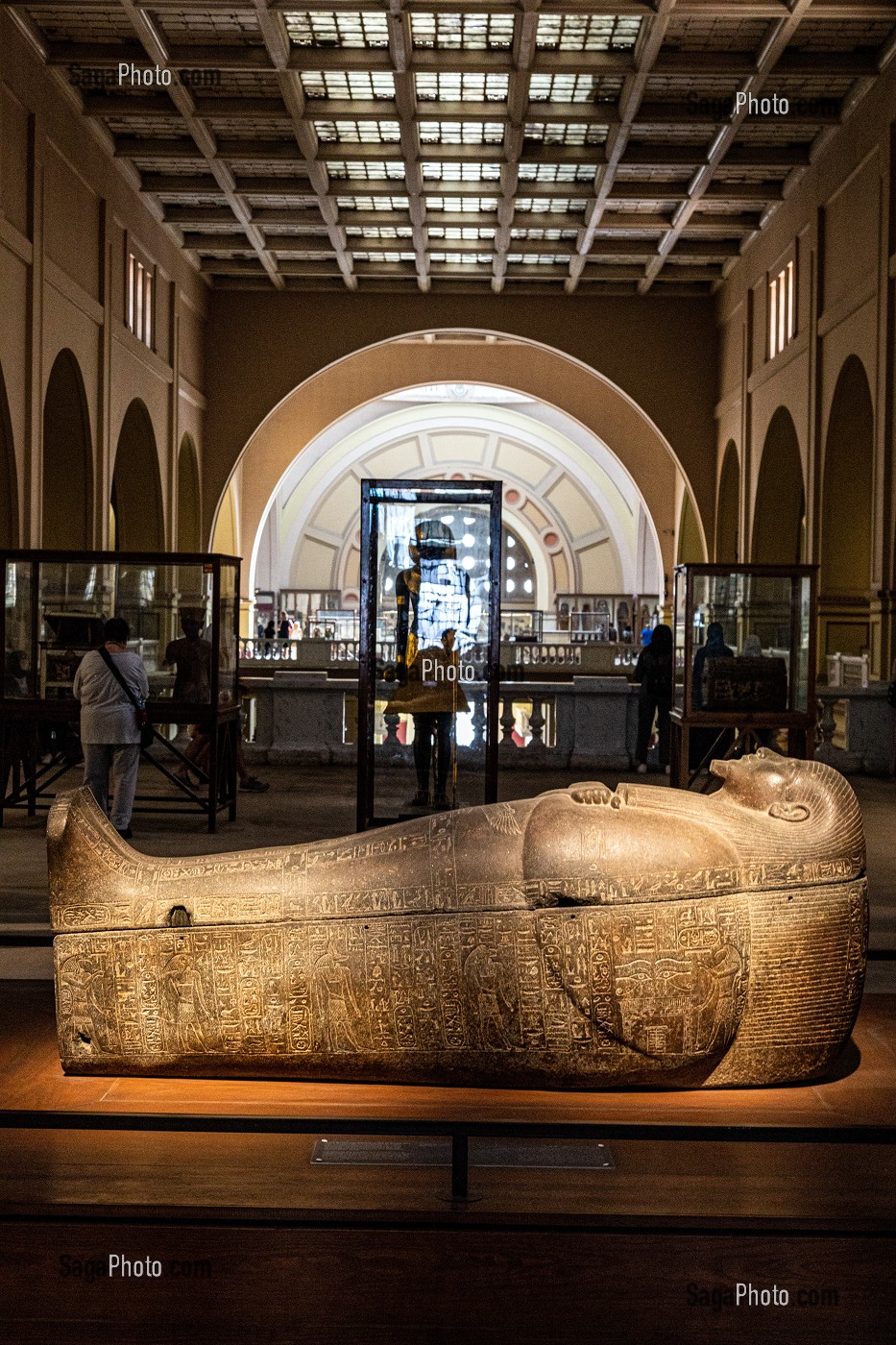 SARCOPHAGE, MUSEE EGYPTIEN DU CAIRE CONSACRE A L'ANTIQUITE EGYPTIENNE, LE CAIRE, EGYPTE, AFRIQUE 