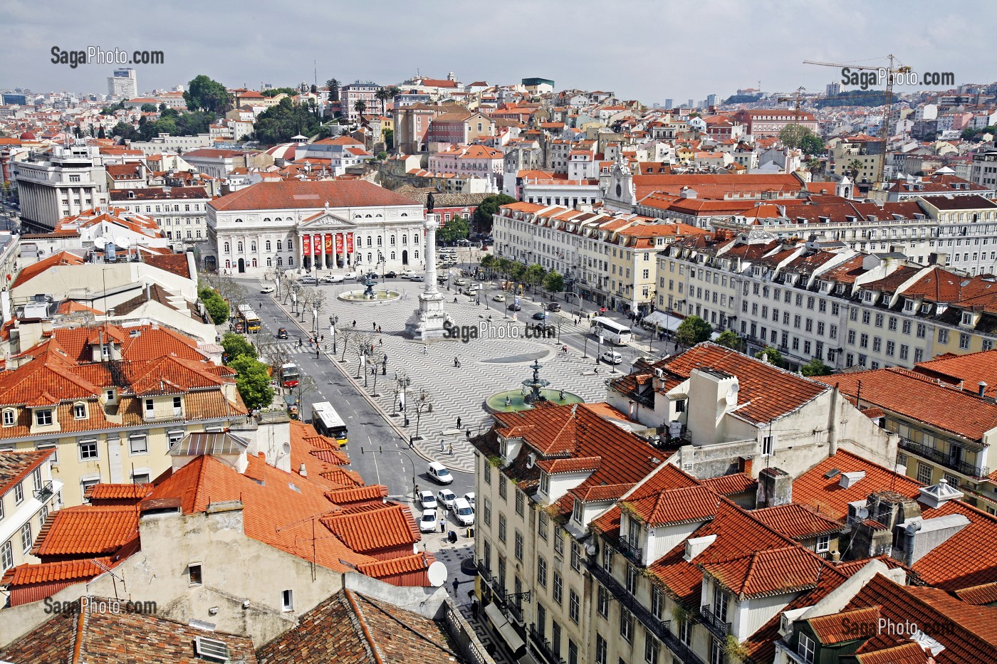 PLACE DOM PEDRO IV, QUARTIER DE LA ROSSIO, PORTUGAL, EUROPE 