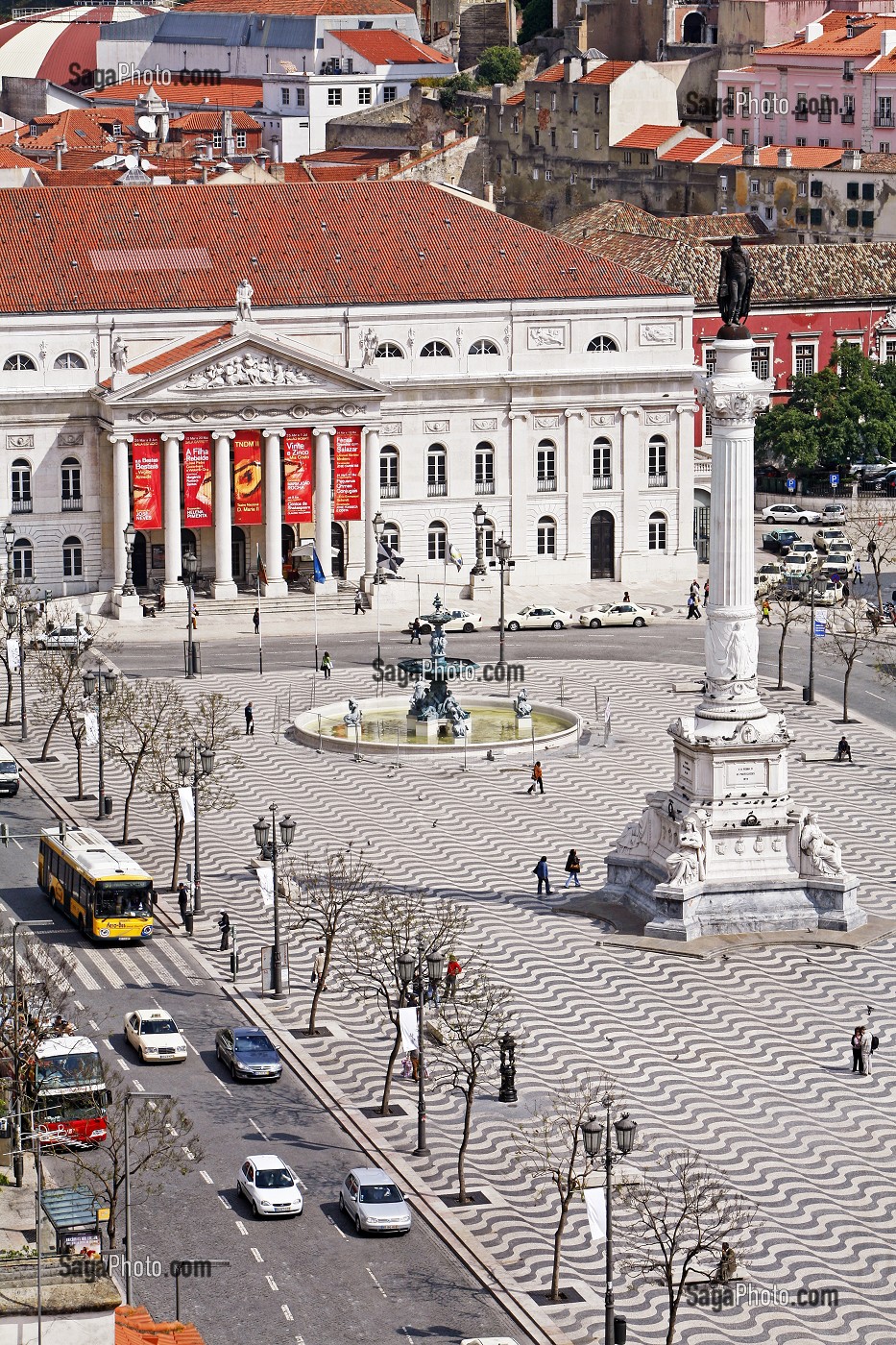 PLACE DOM PEDRO IV, QUARTIER DE LA ROSSIO, PORTUGAL, EUROPE 