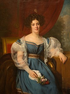 ALICIA DE ROCHECHOUART DE MORTEMART (1800-1887), DUCHESSE DE NOAILLES PAR SON MARIAGE AVEC PAUL DE NOAILLES, TABLEAU DE LOUIS HERSENT, SALLE DE BILLARD, CHATEAU DE MAINTENON, EURE-ET-LOIR (28), FRANCE 