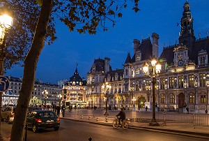 PARIS LA NUIT, L'HOTEL DE VILLE, MAIRIE DE PARIS, 4 EME, FRANCE 