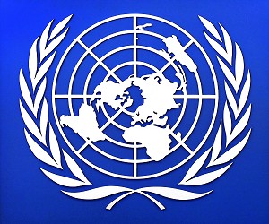 LOGO DE L'ONU, ORGANISATION DES NATIONS UNIES (ONU, UNITED NATIONS), GENEVE, SUISSE 