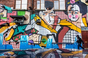 GRAFFITI SUR LES MURS DE STRAND STREET GREAT, DUBLIN, IRLANDE 