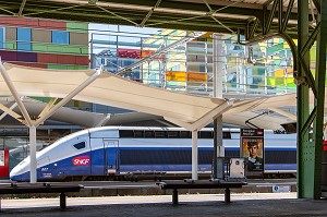 TGV EN GARE DE PERPIGNAN, LE CENTRE DU MONDE POUR SALVADOR DALI, PERPIGNAN (66), FRANCE 
