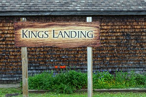 ENTREE DE KINGS LANDING, VILLAGE HISTORIQUE ANGLOPHONE, PAROISSE DE PRINCE-WILLIAM, FREDERICTON, NOUVEAU-BRUNSWICK, CANADA, AMERIQUE DU NORD 