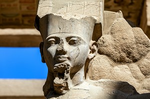 STATUE DU ROI HAMUN, DOMAINE D'AMON, DIEU DE THEBES, PRINCIPALE DIVINITE DU PANTHEON EGYPTIEN, TEMPLE DE KARNAK, SITE DE L'EGYPTE ANTIQUE DE LA XIII EME DYNASTIE, PATRIMOINE MONDIAL DE L'UNESCO, LOUXOR, EGYPTE, AFRIQUE 
